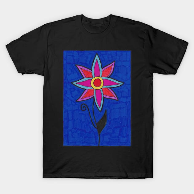 Red and Blue Flower T-Shirt by JaySnellingArt